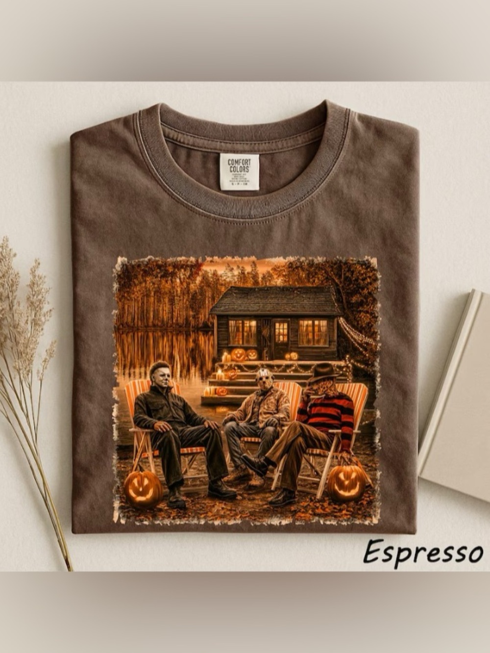 Fall Horror Character Comfort Colors T-Shirt, Horror Movie Fall Shirt